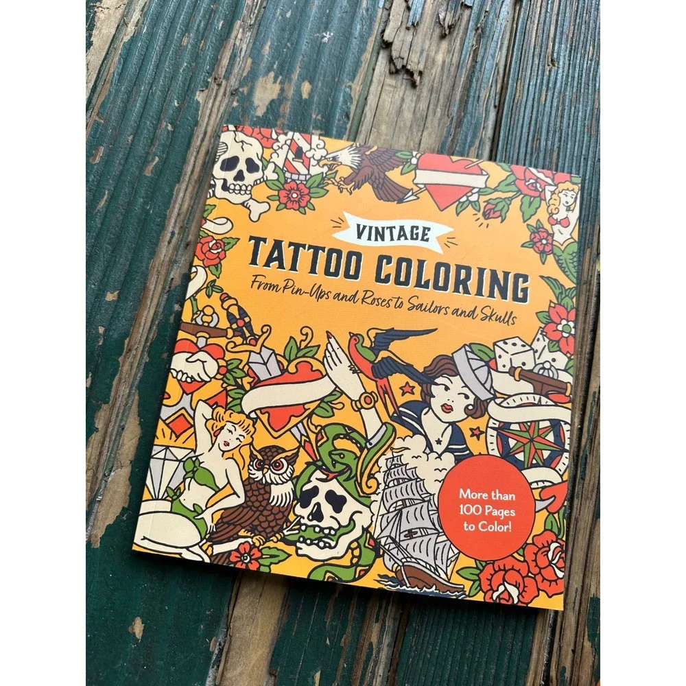 Tattoo Coloring Book Chartwell Books Pin-Ups Roses Sailors Skulls A4034